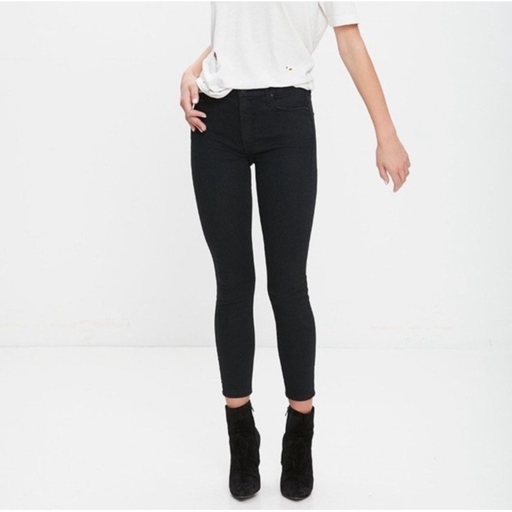 Mother The Looker Crop Women's 27 Not Guilty Skinny‎ Jeans Black Stretch Denim